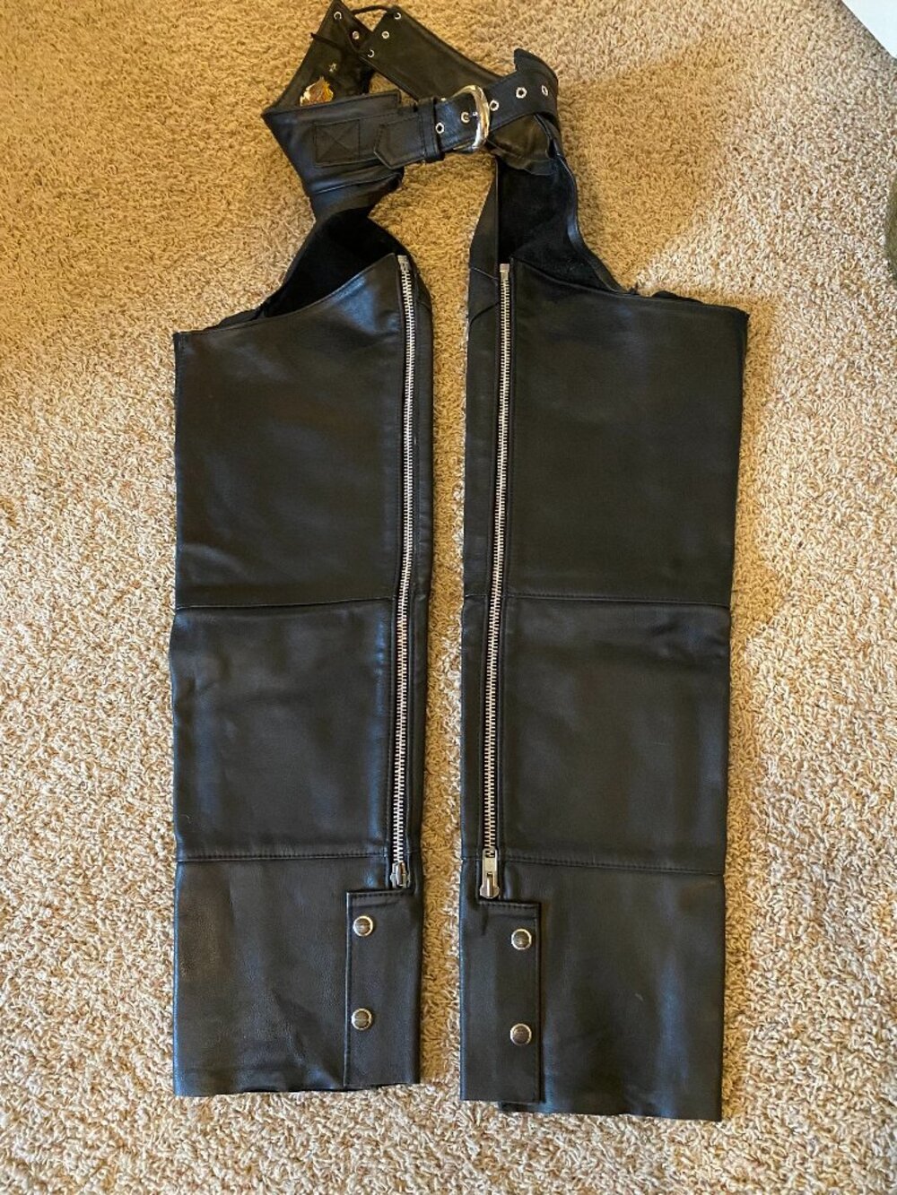 Women's Black Leather "Harley Davidson" Motorcycle Chaps